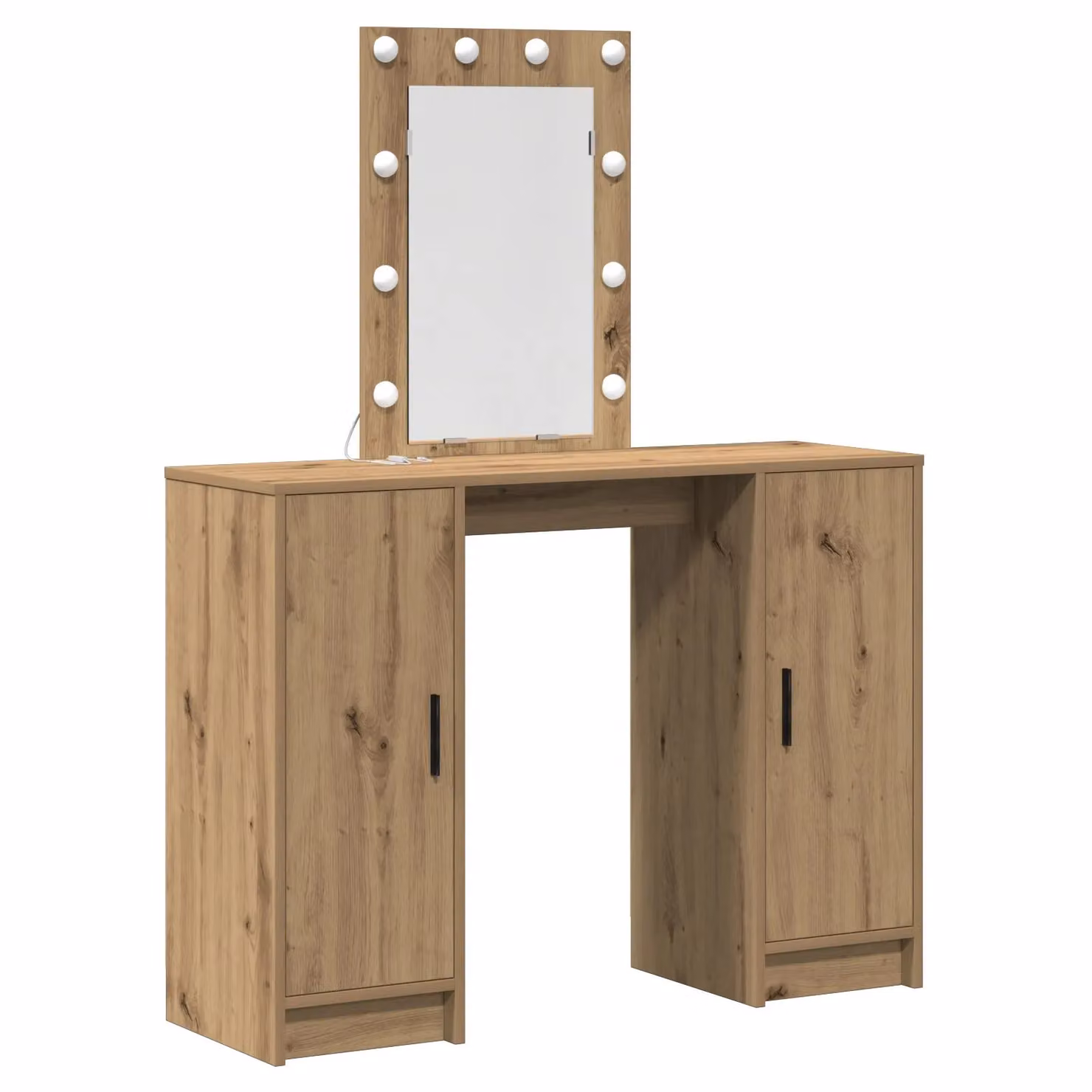 Berkfield Home Artisan Oak Dressing Table with Hollywood LED Lights in Brown, W: 102 cm, D: 33 cm, H: 135 cm – 2