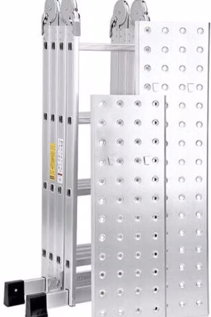 Samuel Alexander 4.6m Lightweight Aluminium Folding Multi-position Work Platform Ladder in Silver