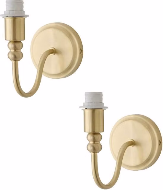 ValueLights Binky Pair of Rechargeable LED Wall Light Bases in Gold/Brass