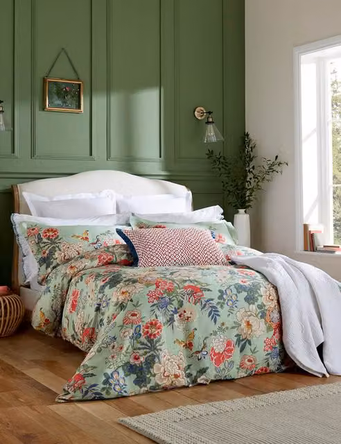 Sanderson Emperor Peony Floral Pure Cotton Mako Sateen Duvet Cover, Multicolour