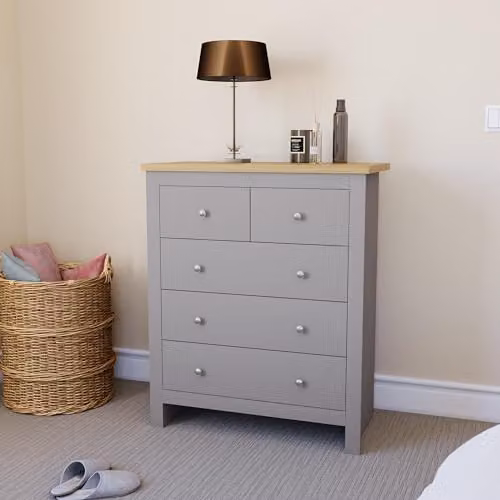 Vida Designs Arlington 3+2 Chest of Drawers Modern Bedroom Storage Cabinet in Grey – 5