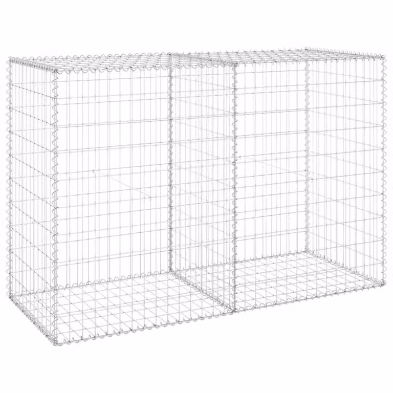 Berkfield Home Galvanised Steel Gabion Wall with Covers in Silver, W/D/H: 150 x 60 x 100 cm