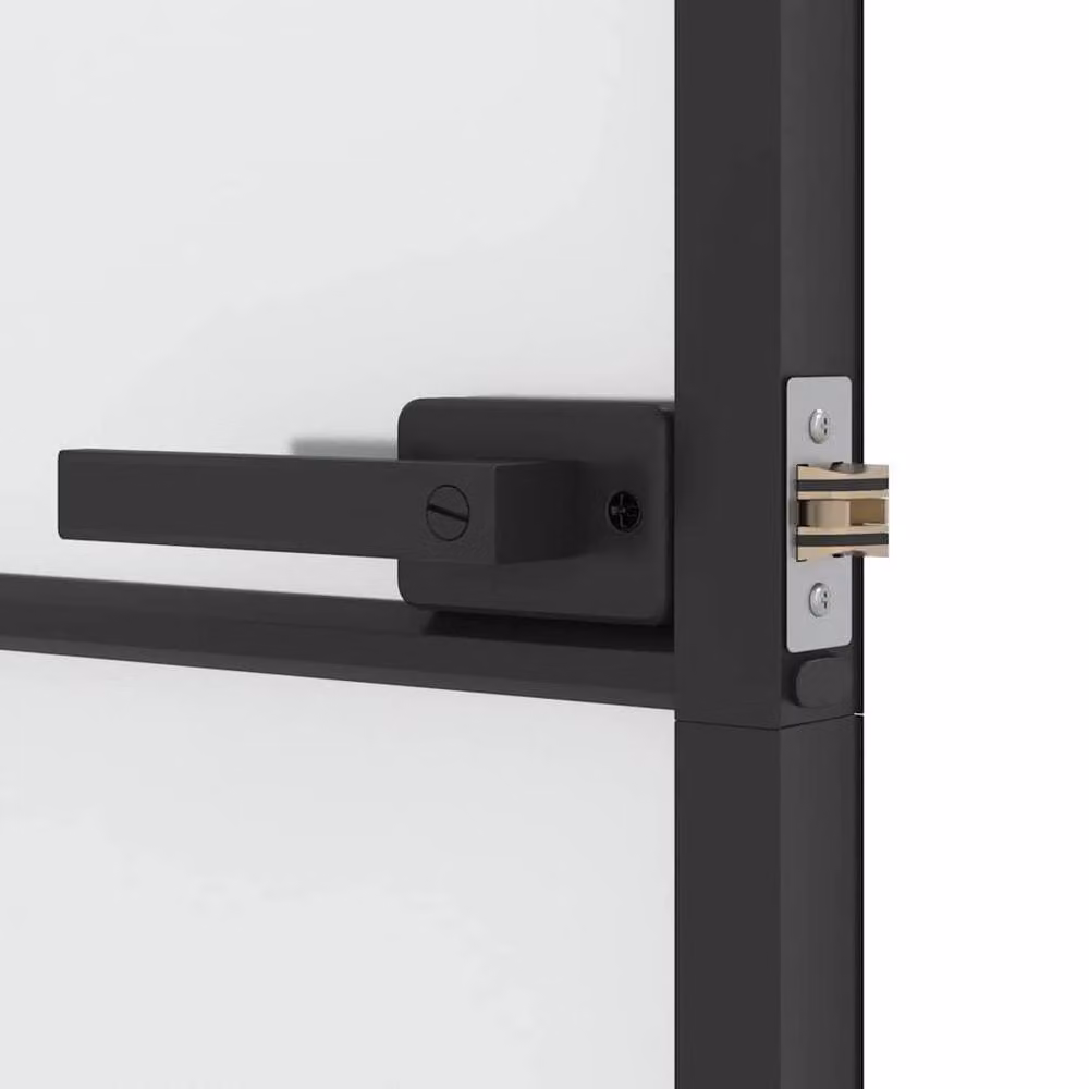 Berkfield Modern Slim Interior Door in Black with Tempered Glass and Aluminium, W: 83 cm, H: 201.5 cm – 3