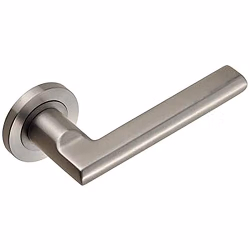 Loops Pair Slim Elliptical Handle on Round Rose in Brushed Satin Steel, Silver