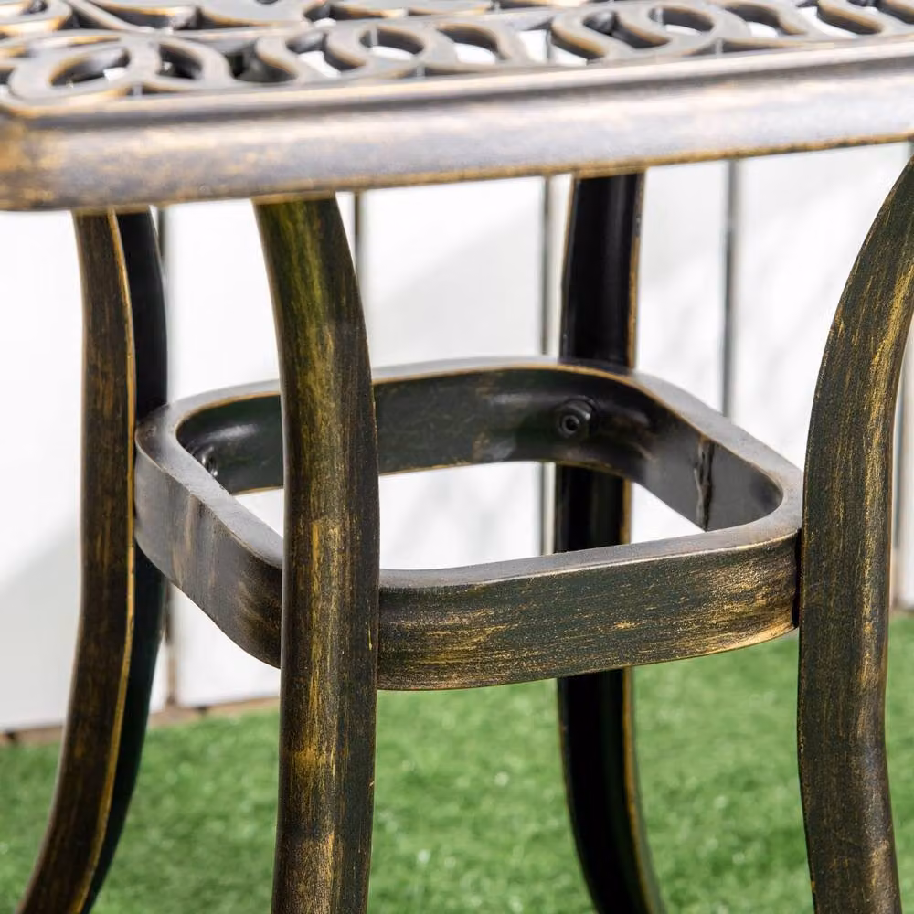 Wyld Haus Mave Cast Aluminium Bronze Patio Side Table with Central Umbrella Hole, W/D/H: 54.0 x 54.0 x 52.5 cm – 7