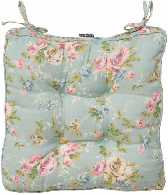 Ascalon Design Ltd Vintage Rose Square Box Seat Pad in Green, W: 45 cm, D: 45 cm, H: 5 cm