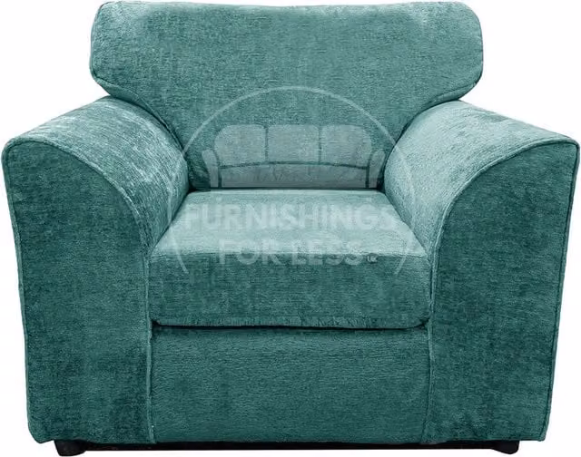 Furnishings For Less UK Monaco Chenille Fabric Single Seater Armchair with Curved Arms in Petrol Teal – 1