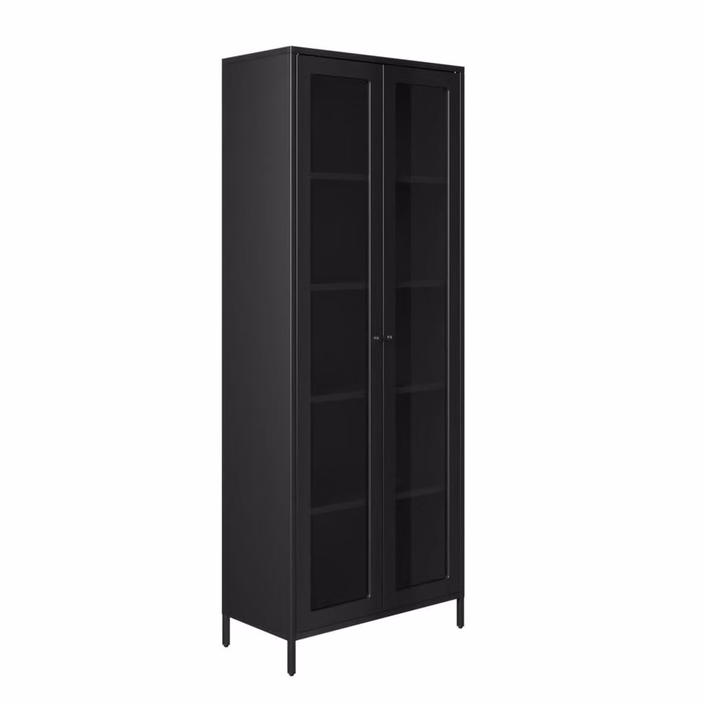 Wyld Haus Barla Black Steel Display Cabinet with 2 Glass Doors and Internal Shelves – 2