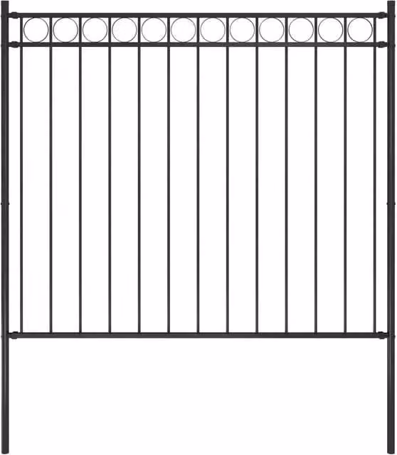 Berkfield Home Black Powder-Coated Steel Rectangular Garden Fence, H: 1.7 m x W: 1.5 m – 1