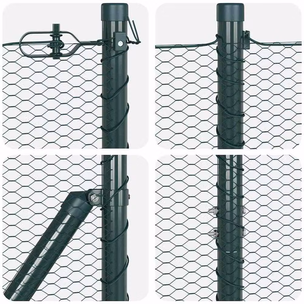 Berkfield Home Green Powder-Coated Steel Hexagon Fence, H: 140 cm x W: 10 m – 5