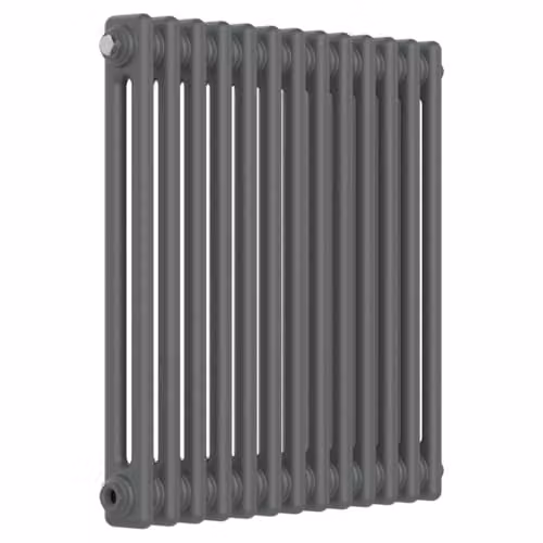 Lux Heat Anthracite Grey Horizontal 2 Column Traditional Steel Radiator, H: 60.0 cm, W: 60.5 cm – 2