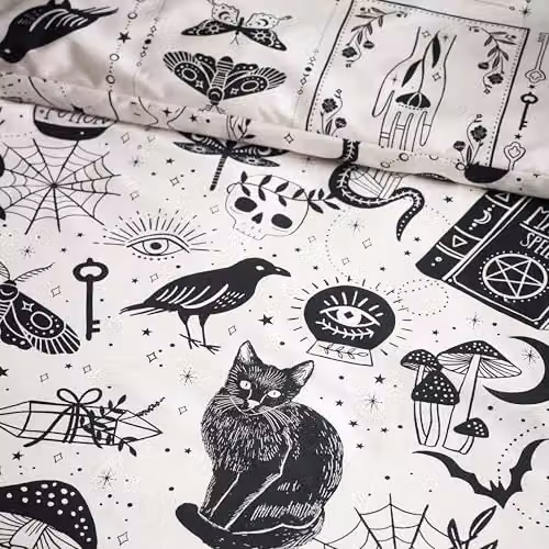 Catherine Lansfield Enchanted Witchcraft Reversible Single Duvet Cover and Pillowcase Set, Black, W/D/H: 135 x 200 cm and 50 x 75 cm – 3