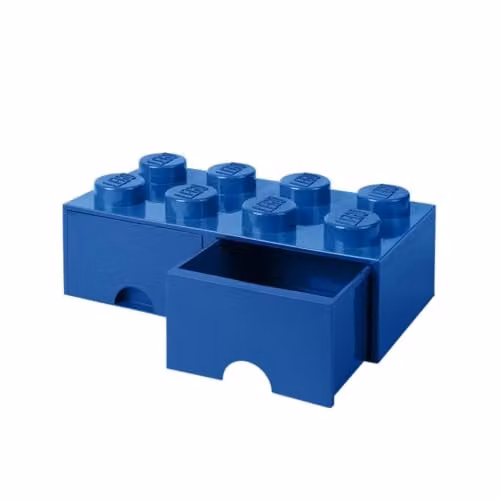 Room Copenhagen Blue LEGO Brick Storage Box with 8 Knobs and 2 Drawers