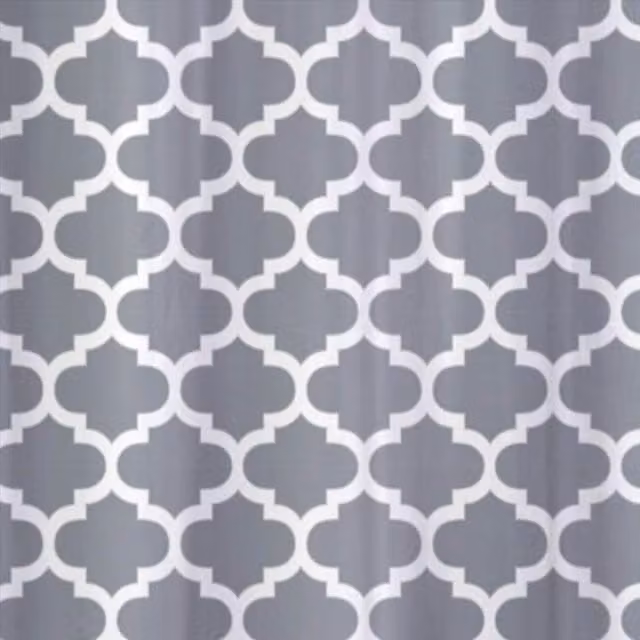 HomeSpace Direct Moroccan Grey Waterproof and Mould Resistant Shower Curtain