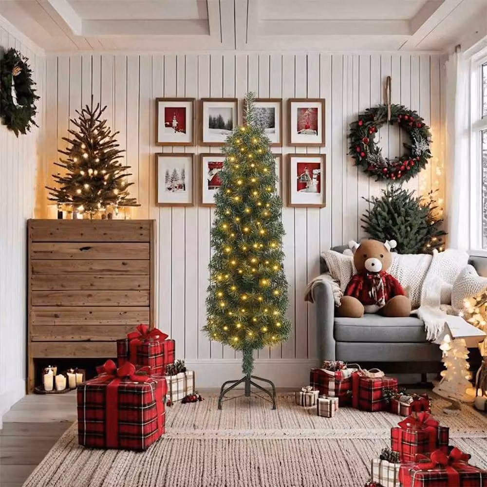 Berkfield Home Artificial Christmas Tree with 300 LEDs and Stand, Green, H 180 cm x W 48 cm x D 48 cm – 2