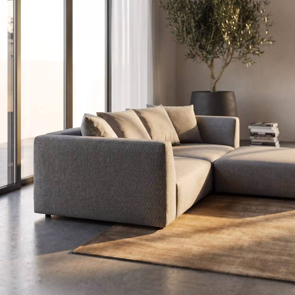 Abakus Direct Tokyo Reversible L-Shape Corner Sofa in Grey Brushed Tweed Fabric with Deep Seats – 5