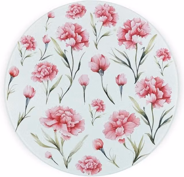 Purely Home Pink Carnations Textured Glass Round Trivet