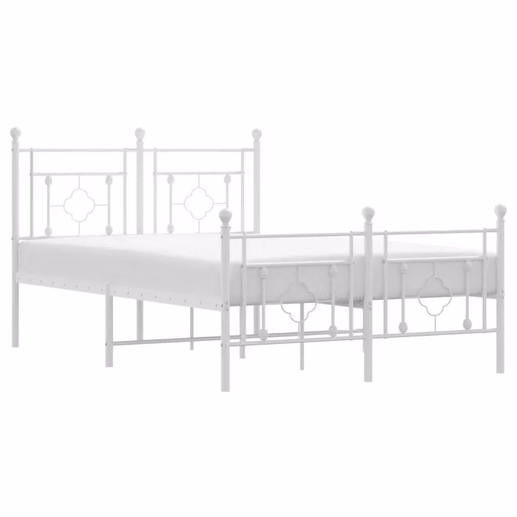Berkfield Home Metal Bed Frame with Footboard, White, W/D/H: 120 x 190 cm – 2
