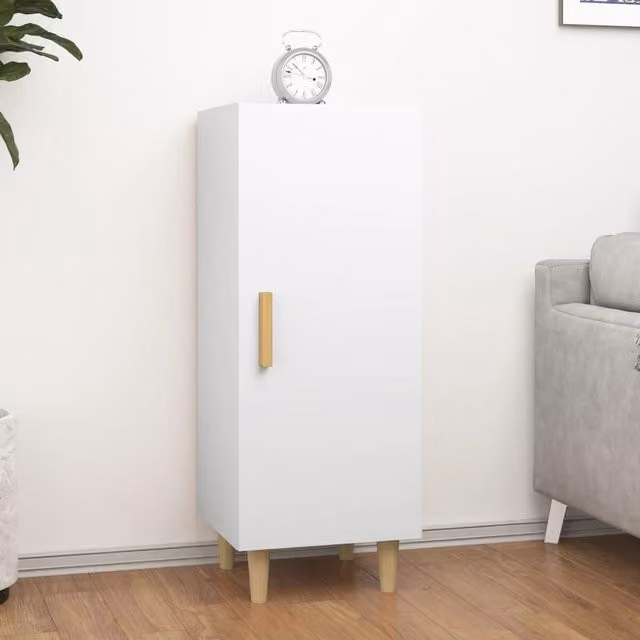 Berkfield Home White Classic Sideboard in Matt MDF, W/D/H: 34.5 x 34 x 90 cm