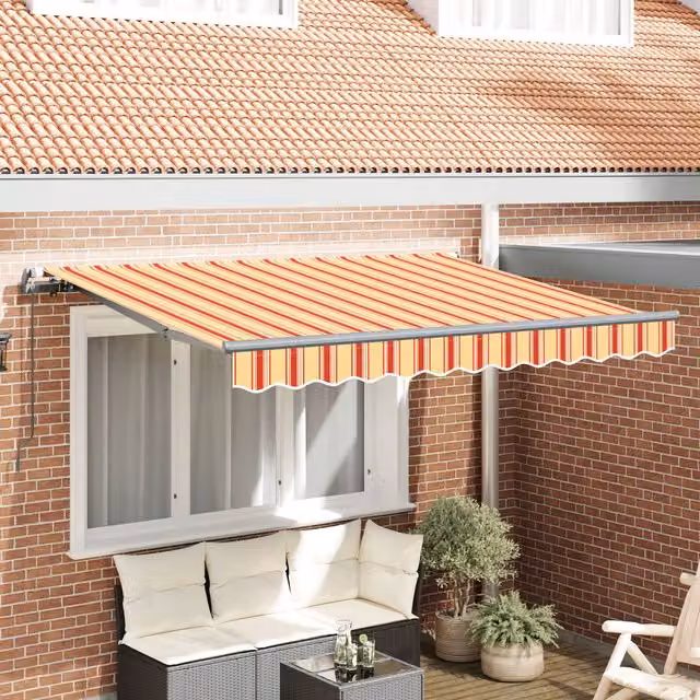 Berkfield Home Manual Retractable Wall-Mounted Folding Arm Garden Awning in Yellow, Orange, White or Anthracite