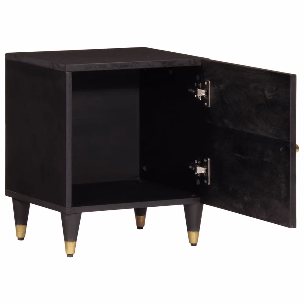 Berkfield Home Set of 2 Solid Mango Wood Bedside Cabinets in Black, W/D/H: 40 x 33 x 46 cm – 2