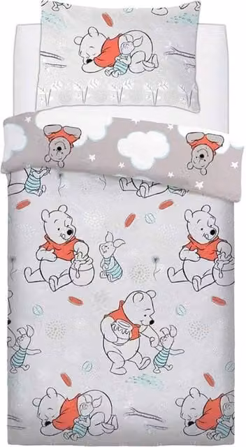 Winnie the Pooh Reversible Duvet Set and Pillowcase in White, W/D/H: 90 x 200 cm