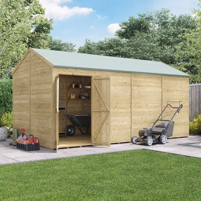 BillyOh Switch Tongue and Groove Apex Wooden Shed in Brown with Floor and Gable Roof