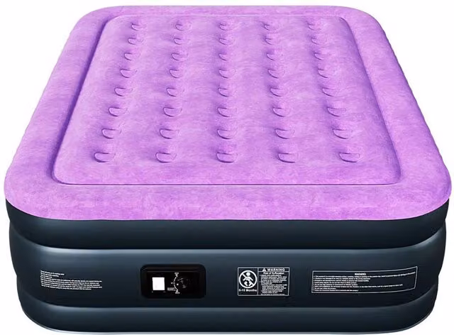 KORVIXA Purple King Air Inflatable Mattress with Built-in Electric Pump, Double Size