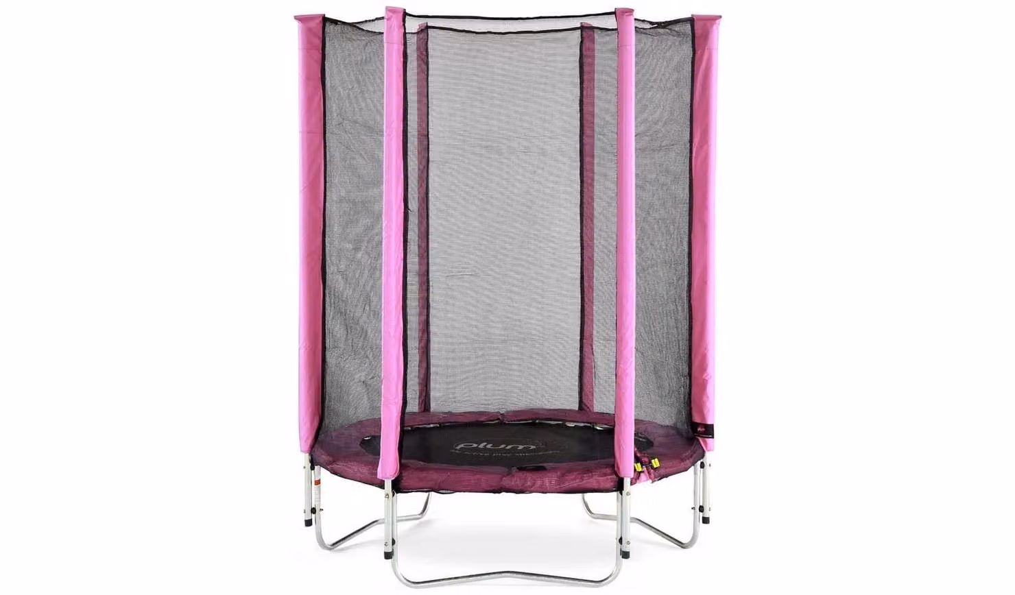 Plum Junior Springsafe Trampoline with Enclosure, Pink, W/D/H: 130 x 130 x 100 cm
