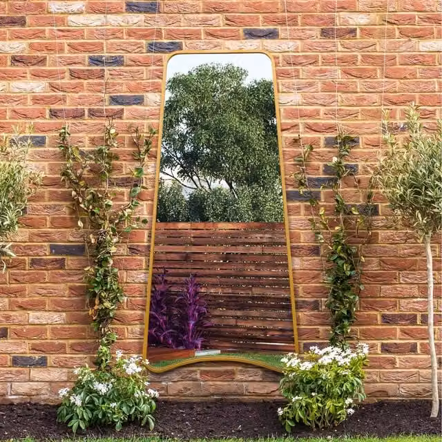 Coartens Modern Rectangular Wall Mirror in Gold and Black with Metal and Glass