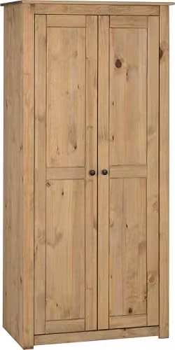 Seconique Panama 2 Door Waxed Pine Wardrobe in Brown