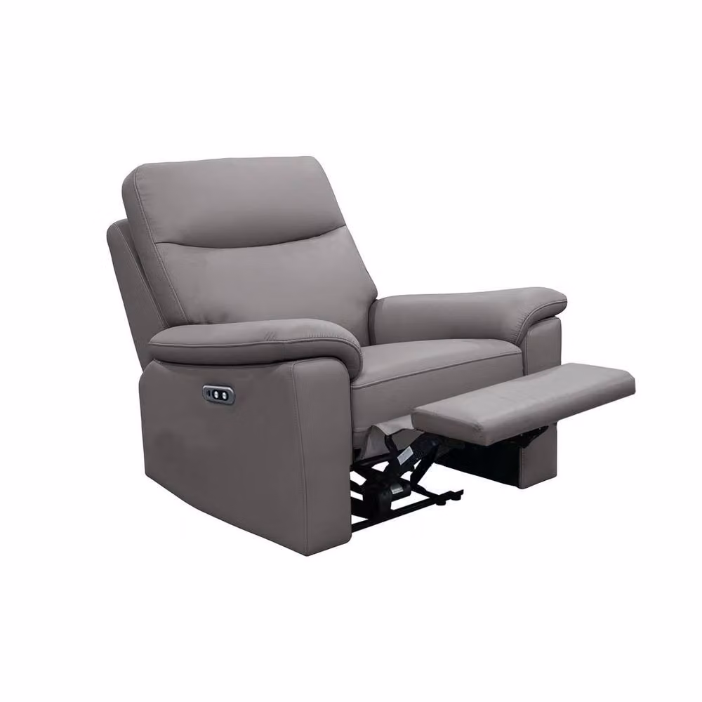 Aspire Marlowe Real Leather Power Recliner Armchair with USB Charging in Grey – 3
