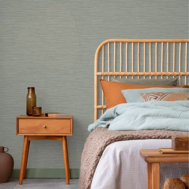 Superfresco Easy Serenity Textured Plain Wallpaper in Green