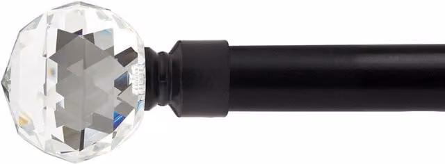 NewEdgeBlinds Cristalla Extendable Eyelet Metal Curtain Pole Set, Black, Width: 120 cm