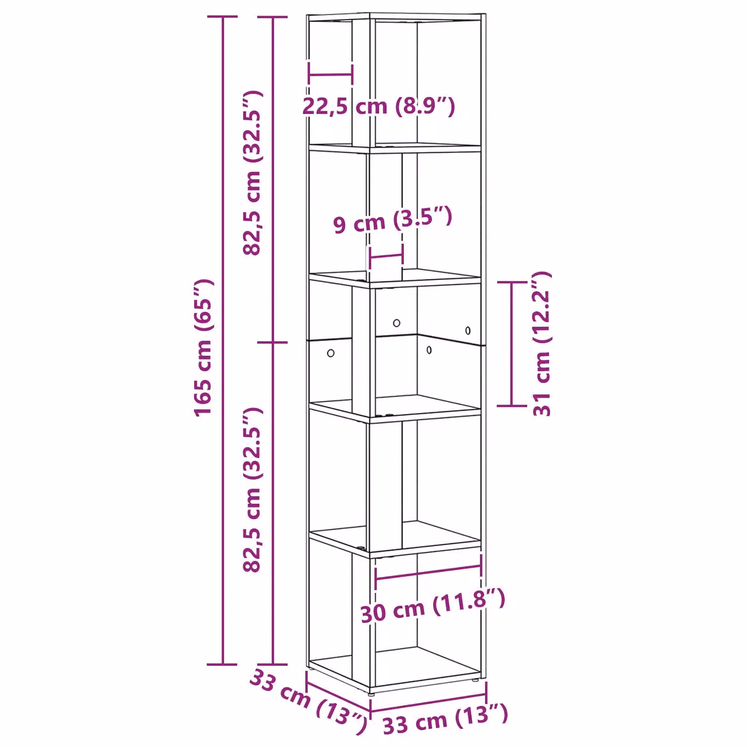 Berkfield Home Modern Corner Cabinet in Black Oak, W/D/H: 33 x 33 x 164.5 cm – 4