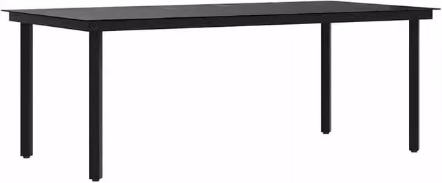 Berkfield Home Garden Dining Table in Black Steel and Glass, W/D/H: 200 x 100 x 74 cm