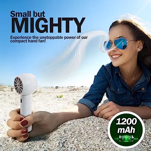 Tanness Mini Portable Handheld USB Rechargeable Fan in White – 4