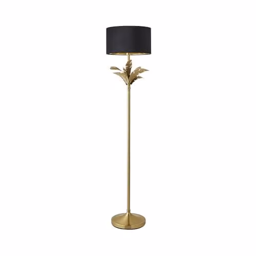ValueLights Christina Black Velvet and Gold Palm Leaf Floor Lamp with LED Bulb Included – 1
