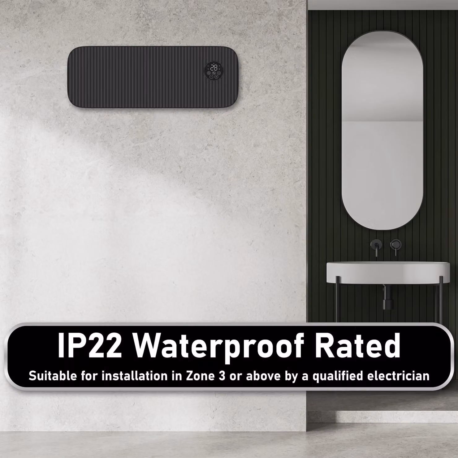 MYLEK 2kW Black Overdoor Ceramic Air Curtain Heater with WiFi App Control and Timer – 5