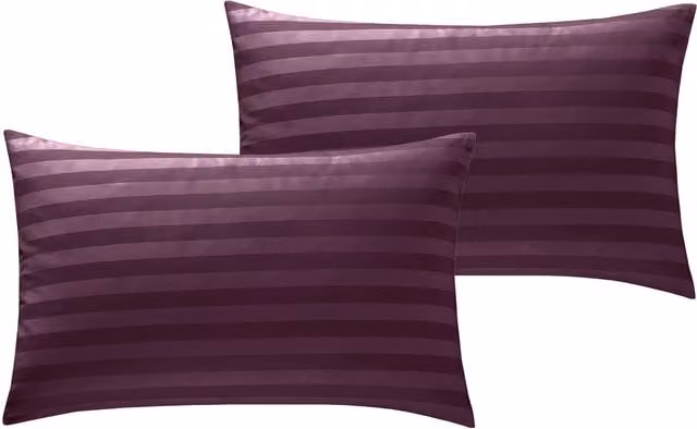 Roseley 250TC Mako Satin Striped Cotton Duvet Cover and Pillowcase Set in Purple