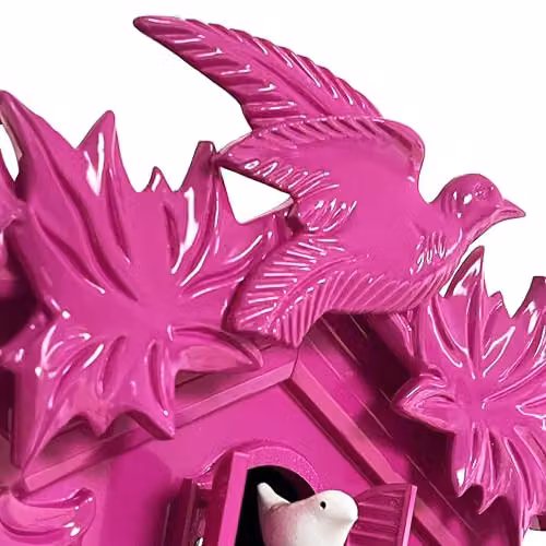 WALPLUS Pink Vintage Cuckoo Clock with Pendulum, W/H: 20.2 x 37 cm – 4