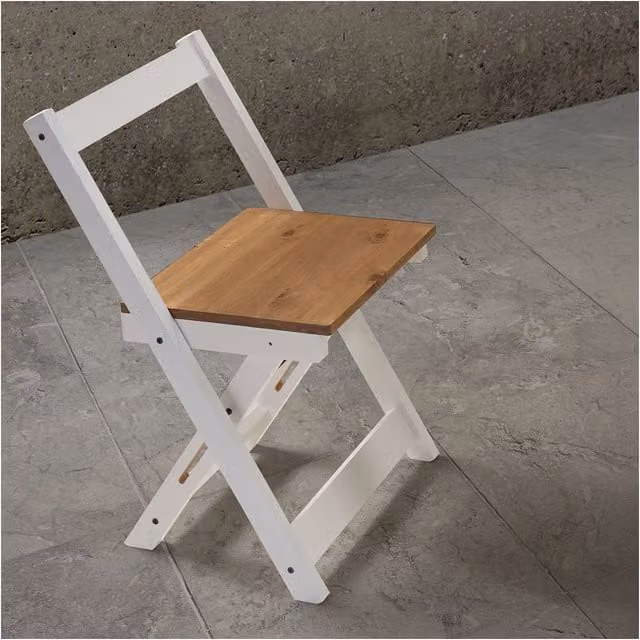Seconique Santos Folding Dining Chairs, Set of 2, White and Distressed Waxed Pine