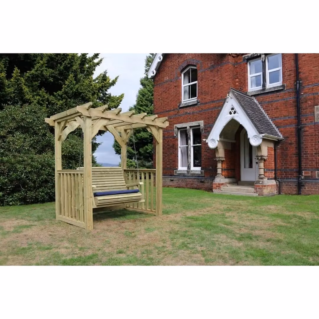 Churnet Valley Garden Furniture Ltd Ophelia Two Seater Swinging Chair Hammock in Brown with Weatherproof Cushions, W/D/H: 180 x 125 x 200 cm – 2
