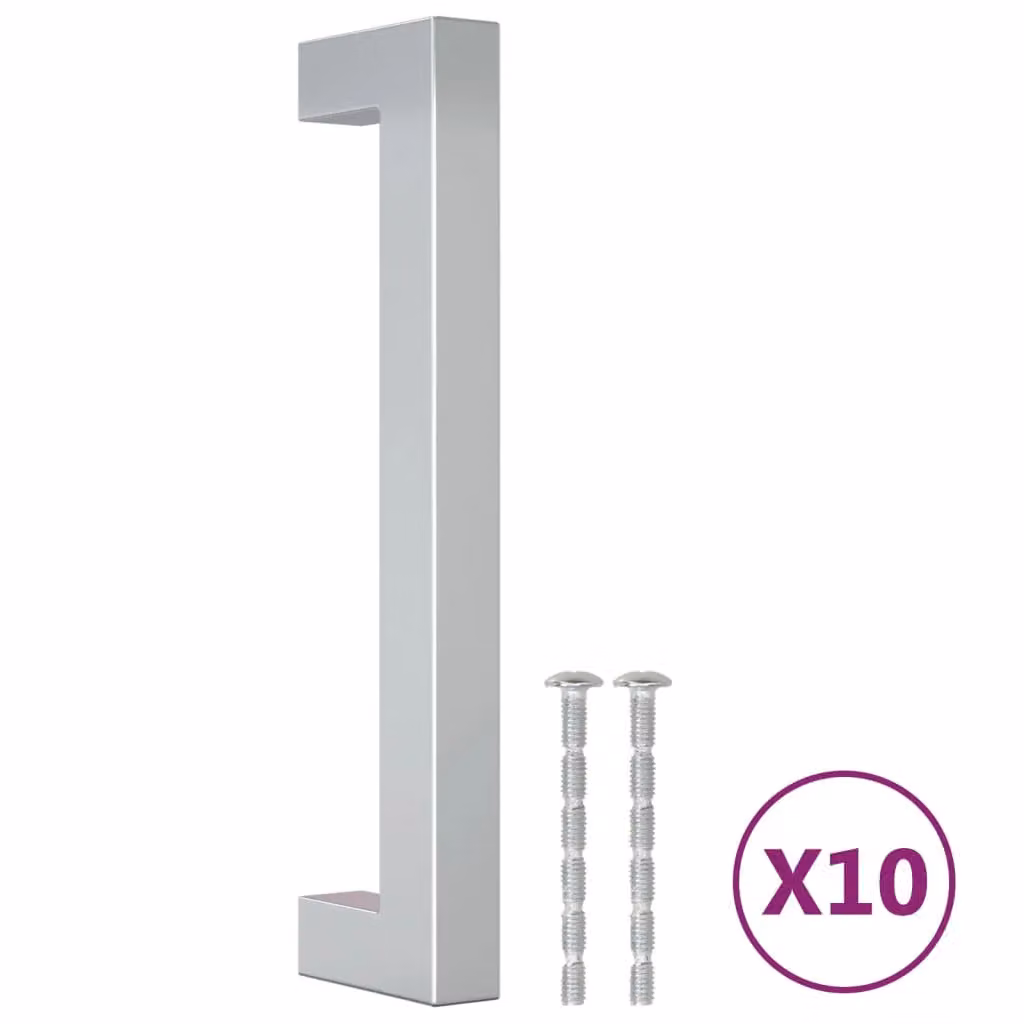 Berkfield Home Brushed Silver Stainless Steel Bar Cabinet Handles, 10 Pack, Length: 128 mm – 2