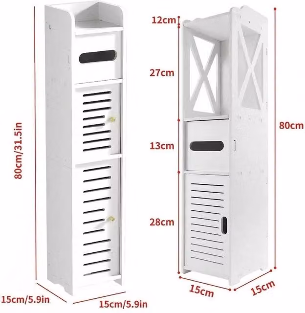 SPETLEK White Wooden Freestanding Toilet Paper Holder