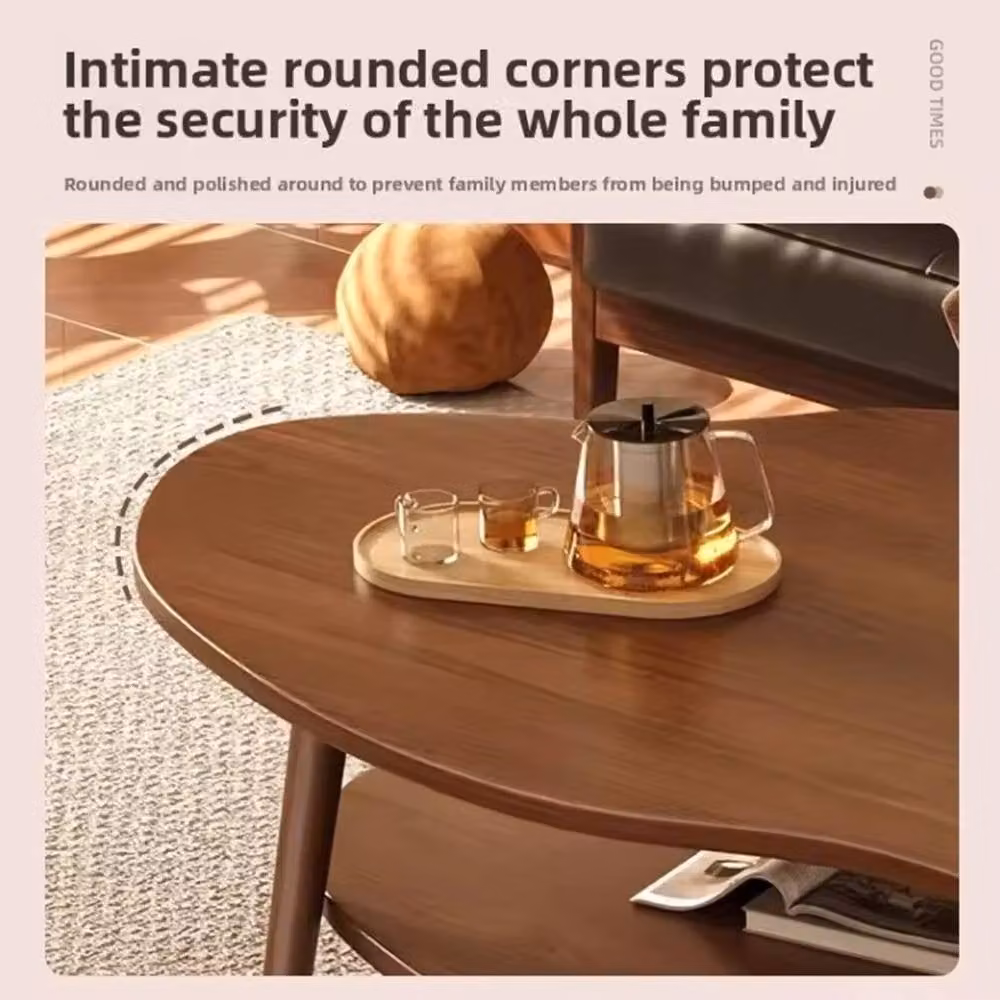 Kelvenix Brown Modern Oval Coffee Table with Composite Wood Top – 5