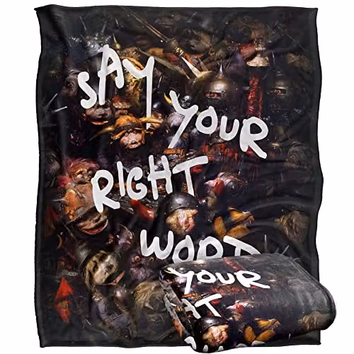LOGOVISION Jim Henson Labyrinth Say Your Right Words Super Soft Fleece Throw Blanket in White, W/D/H: 152 x 127 cm