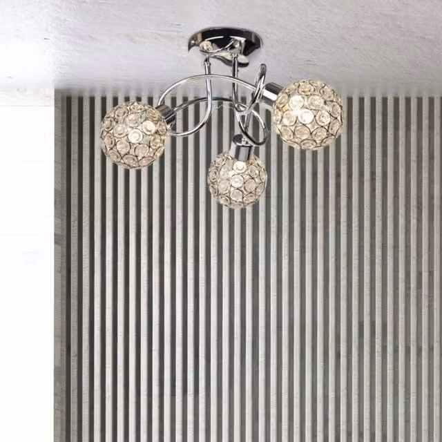 First Choice Lighting Reno 3lt Flush Ceiling Light in Polished Chrome and Transparent Glass