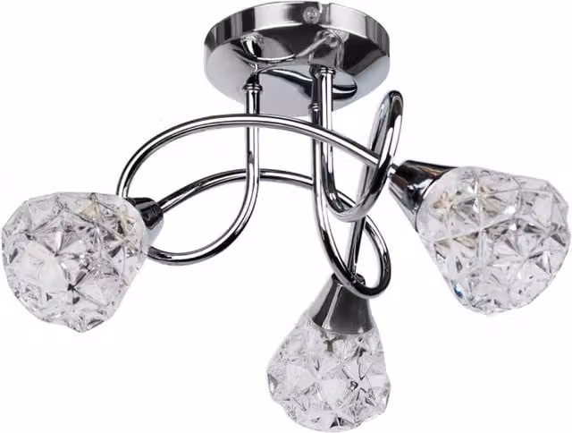 First Choice Lighting Oto 3lt Flush Ceiling Light in Polished Chrome and Clear Glass