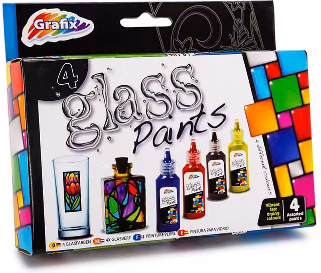 Grafix Multicolour Glass Paints, Pack of 4 – 1
